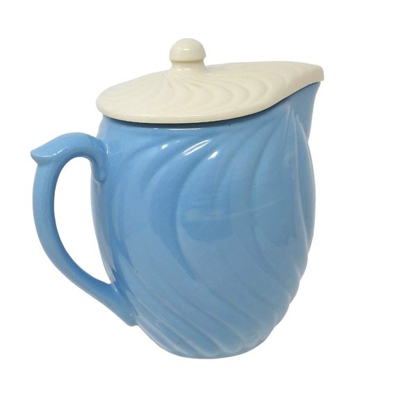 Pitcher With Lid USA Ceramic Swirl Design Vintage Home Decor 7" Tall - Picture 5 of 11